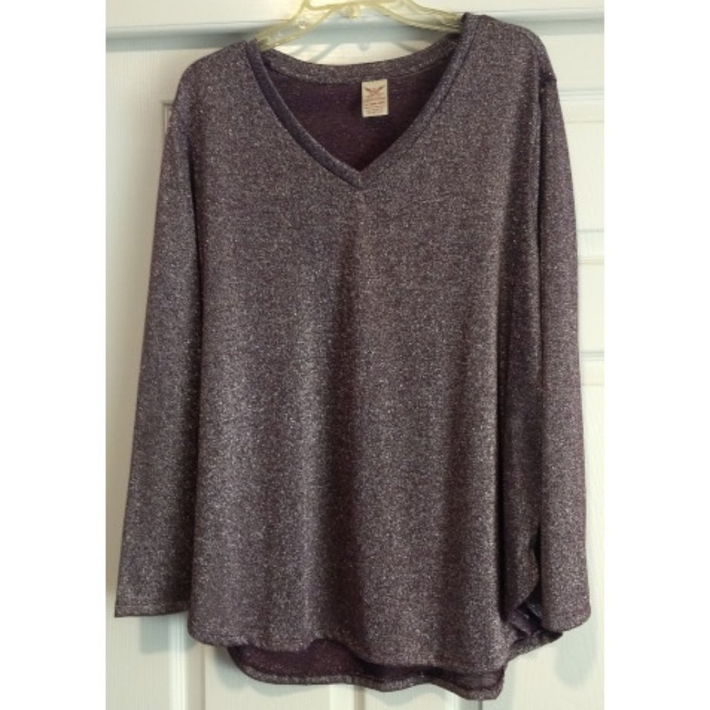 NWOT Faded Glory Mauve with Silver Metallic Threads Top